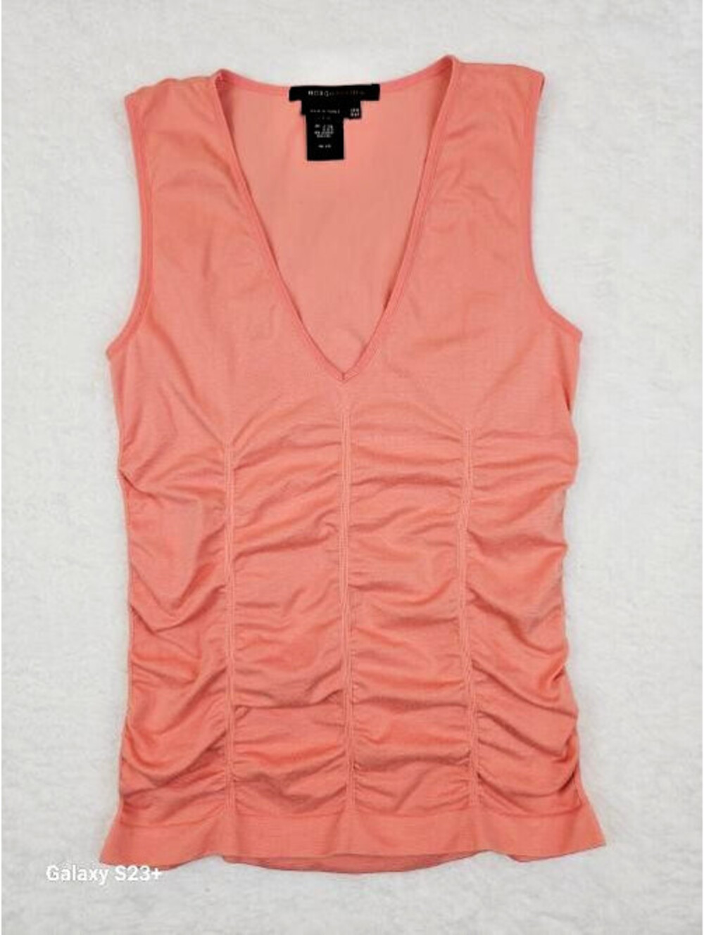 BCBG Maxazria Tank Top, One Size, Coral Pink Rucked Strech Tank.